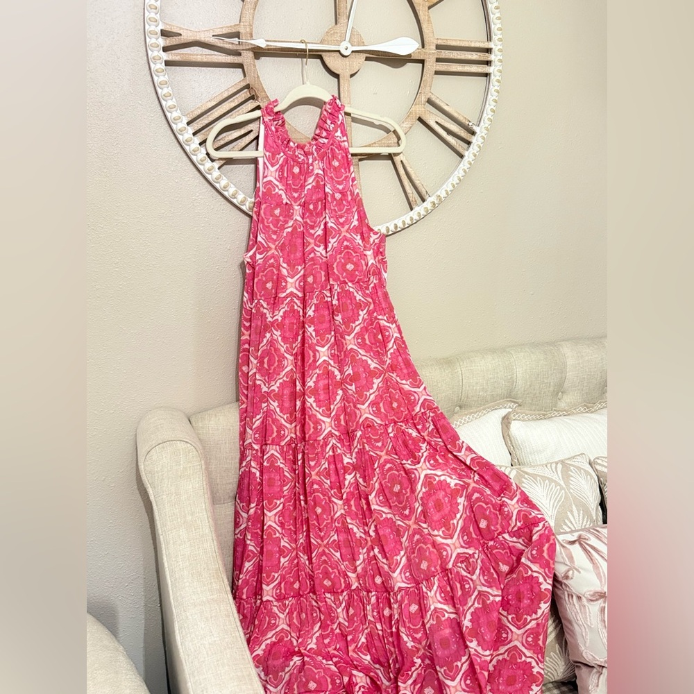 Pink Patterned Maxi Dress